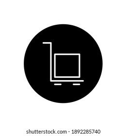 Trolley icon in black circular style. Trolley symbol. Vector illustration
