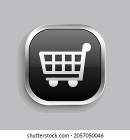 trolley icon design. Glossy Button style rounded rectangle isolated on gray background.. Vector illustration