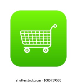 Trolley icon green vector isolated on white background