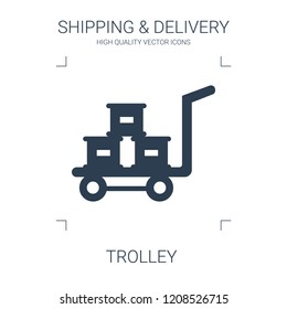 trolley icon. high quality filled trolley icon on white background. from shipping delivery collection flat trendy vector trolley symbol. use for web and mobile