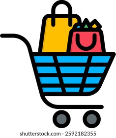 Trolley Icon Lineal Color Vector Illustration