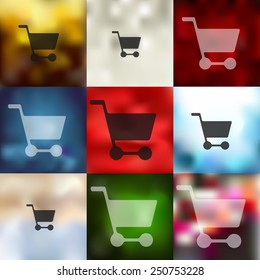 trolley icon on blurred background