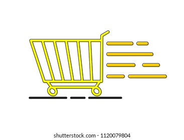 Trolley icon, outline design template, shopping cart, vector illustration