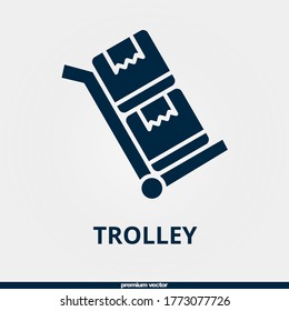 trolley icon, premium filled trolley icon.