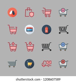 trolley icon set. vector set about supermarket, cart, supermarkets and shopping cart icons set.