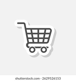 Trolley icon, Shopping Cart Logo sticker isolated on gray background