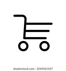 Trolley icon silhouette on white background. Linear style sign for mobile concept and web design. Shopping cart symbol logo illustration.