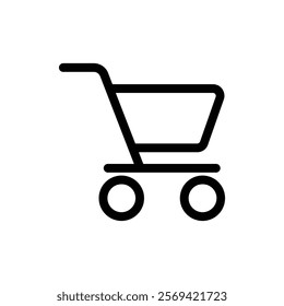 Trolley icon silhouette on white background. Linear style sign for mobile concept and web design. Shopping cart symbol logo illustration.