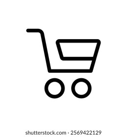 Trolley icon silhouette on white background. Linear style sign for mobile concept and web design. Shopping cart symbol logo illustration.