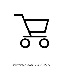 Trolley icon silhouette on white background. Linear style sign for mobile concept and web design. Shopping cart symbol logo illustration.