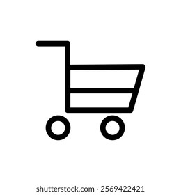 Trolley icon silhouette on white background. Linear style sign for mobile concept and web design. Shopping cart symbol logo illustration.