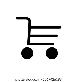 Trolley icon silhouette on white background. Linear style sign for mobile concept and web design. Shopping cart symbol logo illustration.