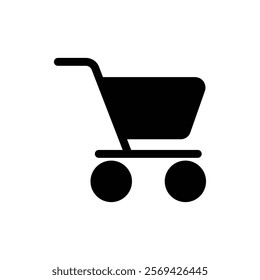 Trolley icon silhouette on white background. Linear style sign for mobile concept and web design. Shopping cart symbol logo illustration.