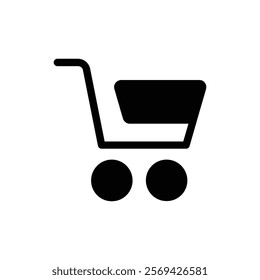 Trolley icon silhouette on white background. Linear style sign for mobile concept and web design. Shopping cart symbol logo illustration.