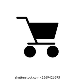 Trolley icon silhouette on white background. Linear style sign for mobile concept and web design. Shopping cart symbol logo illustration.