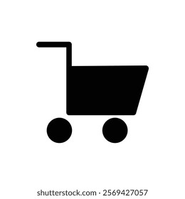 Trolley icon silhouette on white background. Linear style sign for mobile concept and web design. Shopping cart symbol logo illustration.