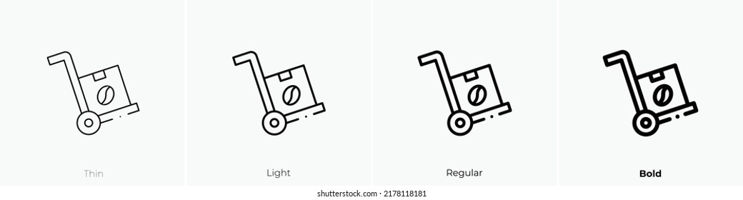 trolley icon. Thin, Light Regular And Bold style design isolated on white background