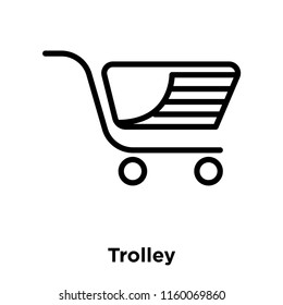 Trolley icon vector isolated on white background, Trolley transparent sign , line and outline elements in linear style
