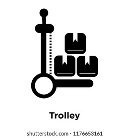 Trolley icon vector isolated on white background, logo concept of Trolley sign on transparent background, filled black symbol