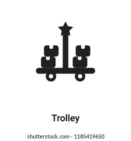 Trolley icon vector isolated on white background, logo concept of Trolley sign on transparent background, filled black symbol