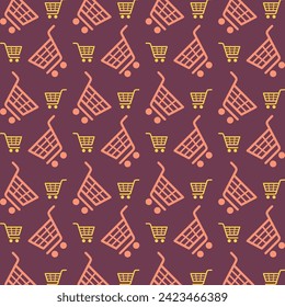 Trolley Icon Vector trendy repeating pattern maroon illustration background