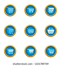 Trolley icons set. Flat set of 9 trolley vector icons for web isolated on white background