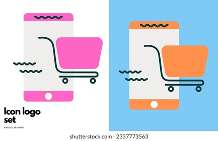 Trolley icons of shopping baskets and carts Collection of icons for the store such as carts and shopping baskets mobile and online store. 