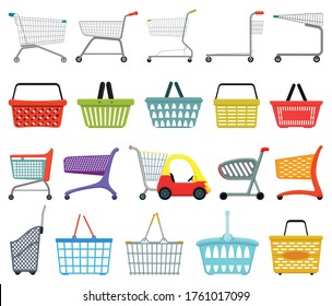 Trolley isolated cartoon set icon. Vector cartoon set icon shopping basket. Vector illustration trolley on white background .