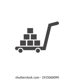 Trolley Items Icon Isolated on Black and White Vector Graphic