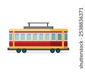 Trolley Land Transport isolated flat vector illustration on white background