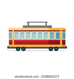 Trolley Land Transport isolated flat vector illustration on white background