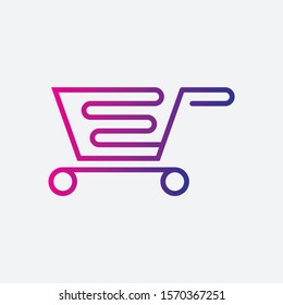 trolley line icons for online shops with gradient colors