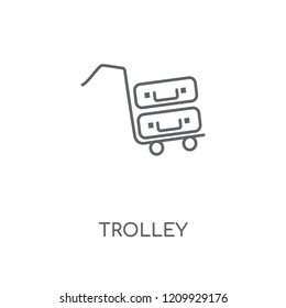 Trolley linear icon. Trolley concept stroke symbol design. Thin graphic elements vector illustration, outline pattern on a white background, eps 10.