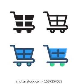 Trolley logo icon design in four style. Line, Glyph, Flat and Color Line style