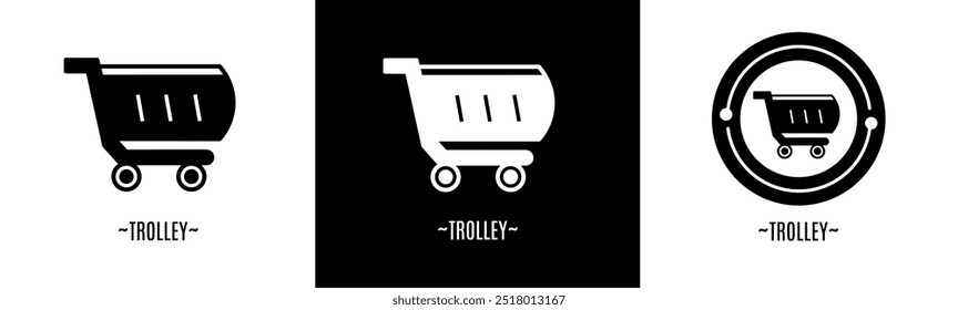 Conjunto de logotipos do carrinho. Coleção de logotipos em preto e branco. Vetor de estoque.