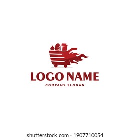 Trolley-Logo-Vektorgrafik. Warenkorb- oder Korbsymbol-Design-Illustration. Mit Essen Kuchen Thema. Auf Online-Shop-Anwendungen, E-Market, E-Commerce, Mall usw. für Apps-Schaltfläche, -Website oder -Marke anwenden