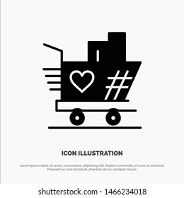Trolley, Love, Wedding, Heart solid Glyph Icon vector. Vector Icon Template background