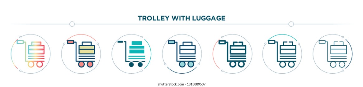trolley with luggage icon designed in gradient, filled, two color, thin line and outline style. vector illustration of trolley with luggage vector icons. can be used for mobile, ui, web

