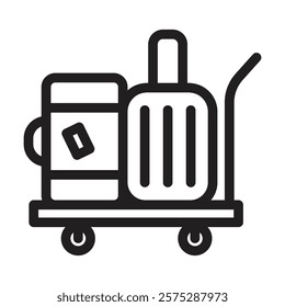 Trolley with luggage icon. Editable line icon. Vector illustration