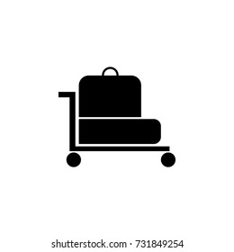 trolley luggage icon on white background