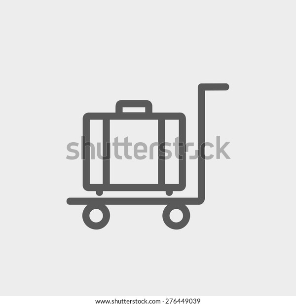 Trolley luggage icon thin line for web and\
mobile, modern minimalistic flat design. Vector dark grey icon on\
light grey background.