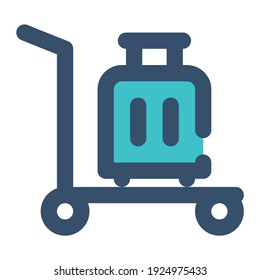 icono del equipaje de carro con estilo de línea rellena y color azul