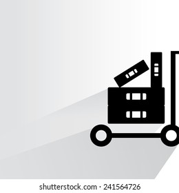 trolley luggage on white background, flat and shadow theme