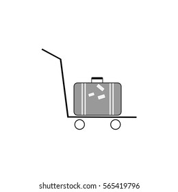 Trolley luggage for suitcase icon on white background. Baggage, bag, briefcase symbol vacation travel and tourism. Template for poster,sign. Flat vector image. Vector illustration.