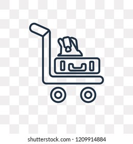 Trolley with Luggage vector outline icon isolated on transparent background, high quality linear Trolley with Luggage transparency concept can be used web and mobile
