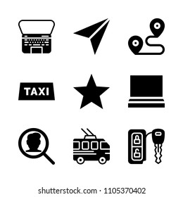 trolley, metallic, gray and shape icons in Web vector set. Graphics for web and design