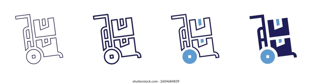 Trolley for moving furniture icon in 4 different styles. Thin Line, Line, Bold Line, Duotone. Duotone style. Editable stroke.