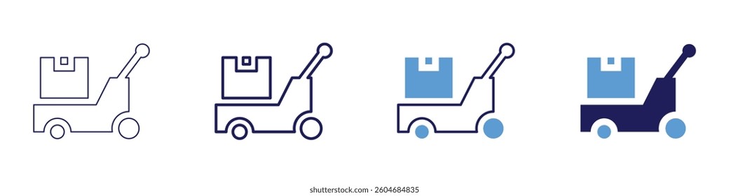Trolley for moving items icon in 4 different styles. Thin Line, Line, Bold Line, Duotone. Duotone style. Editable stroke.