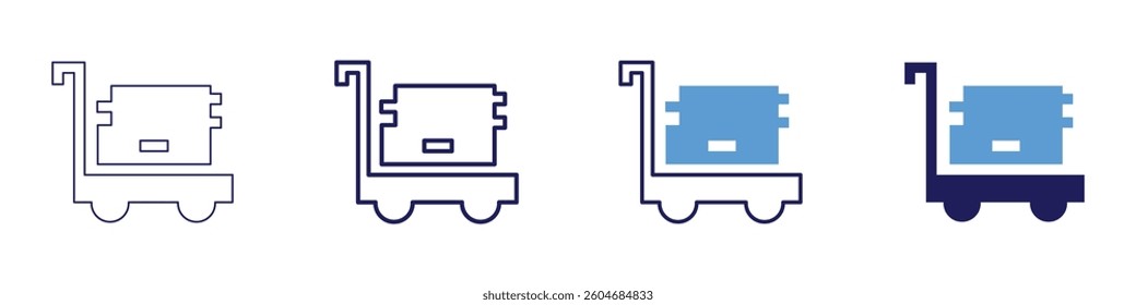 Trolley for moving tools icon in 4 different styles. Thin Line, Line, Bold Line, Duotone. Duotone style. Editable stroke.
