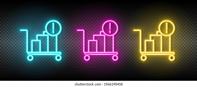 trolley neon vector icon set